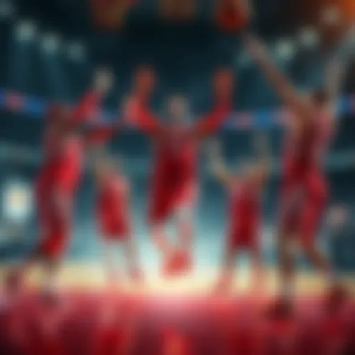 Houston Rockets players celebrating a big win on the court