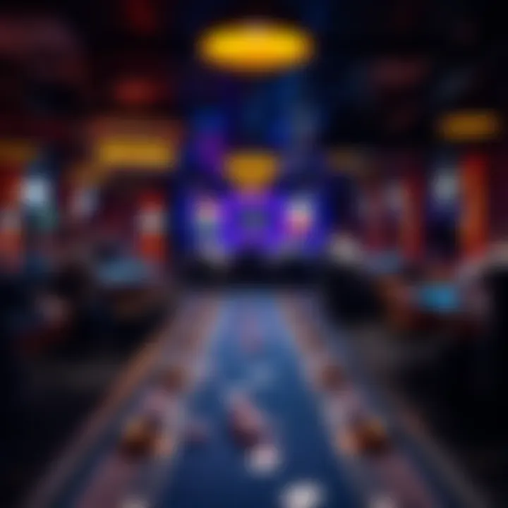 A view of poker tables in a bustling Houston poker room, highlighting players engaged in the game