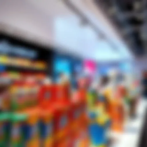 A display of Huff N More Puff's new products launched in 2025, showcasing colorful packaging and modern designs, with people engaging and examining the items.