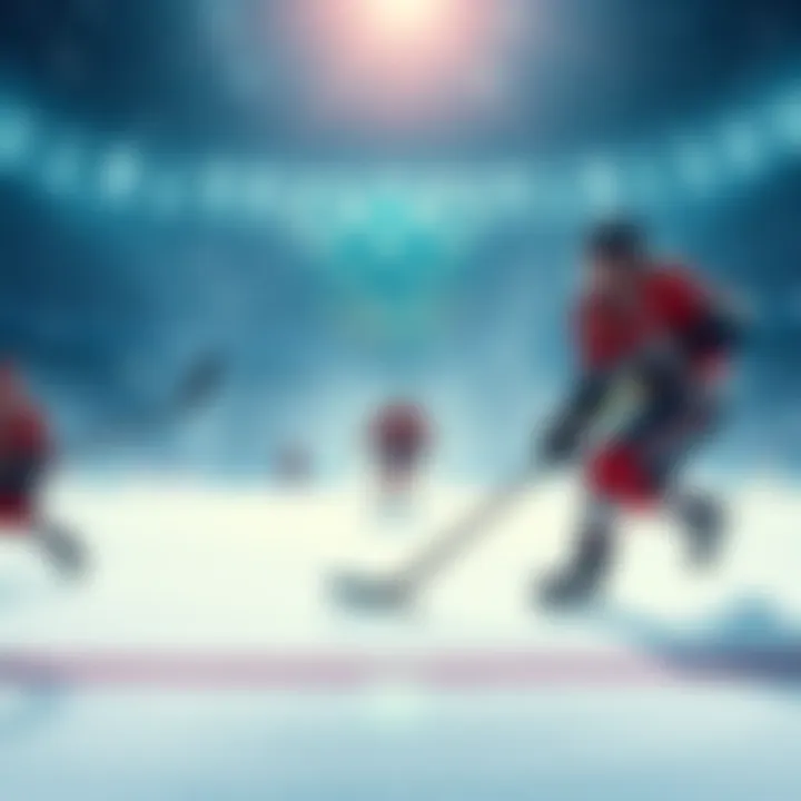 Ice Hockey Match at the Olympics Players skillfully competing in an intense ice hockey match during the Olympics, showcasing their talents and teamwork.