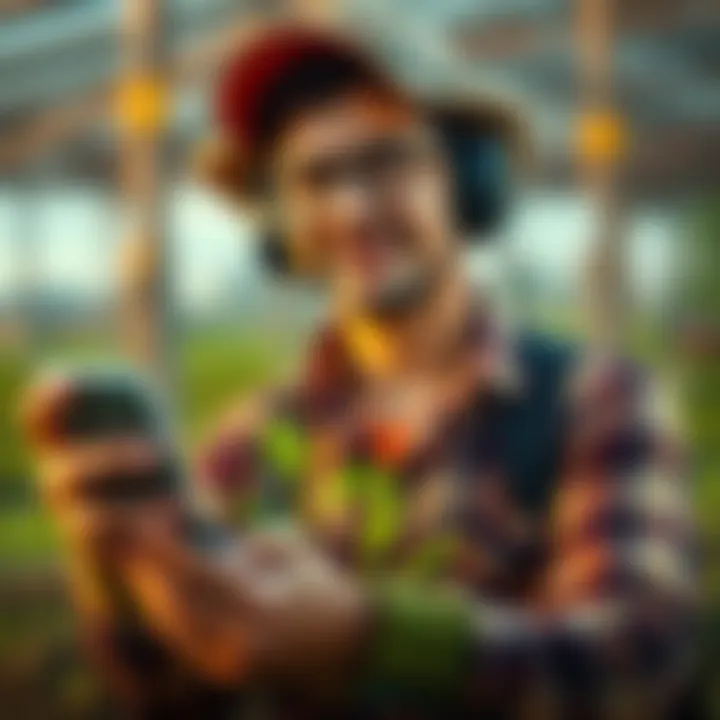 A person providing ID farming services, showcasing a friendly approach and communication tools.