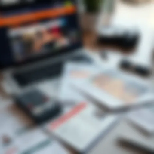 A variety of identification documents, including a driver's license and ID card, spread on a table next to a laptop showing a betting website.