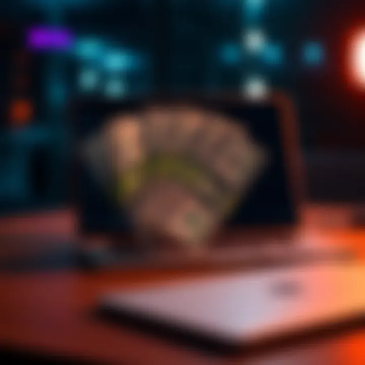 A digital graphic showing a series of dollar bills and a laptop, symbolizing the recent significant payments by Ignition that sparked discussions in forums.
