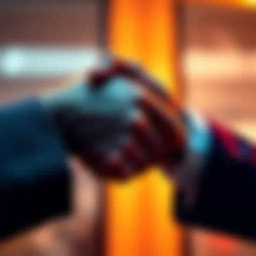 A close-up of two hands shaking, symbolizing a meaningful connection between people that leads to positive change.