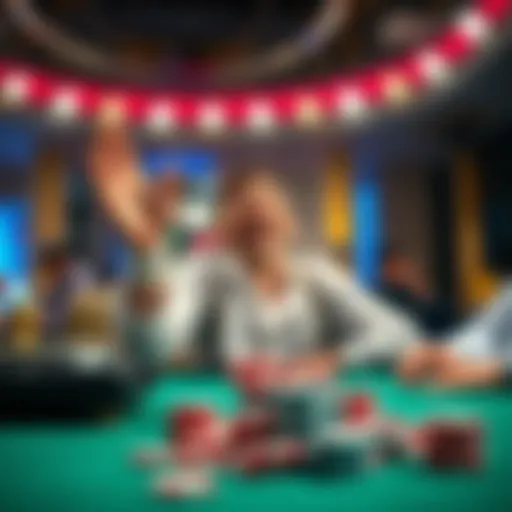 A person excitedly raising poker chips from a table, symbolizing the jump in betting amounts from $500 to $3,000.