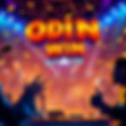 Players celebrating a big win in the game Odins, with bright lights and excitement