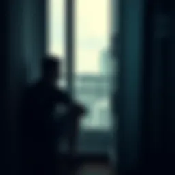 A person sitting alone in a thoughtful pose, looking out a window with a contemplative expression, illustrating the journey of sobriety and internal struggles.