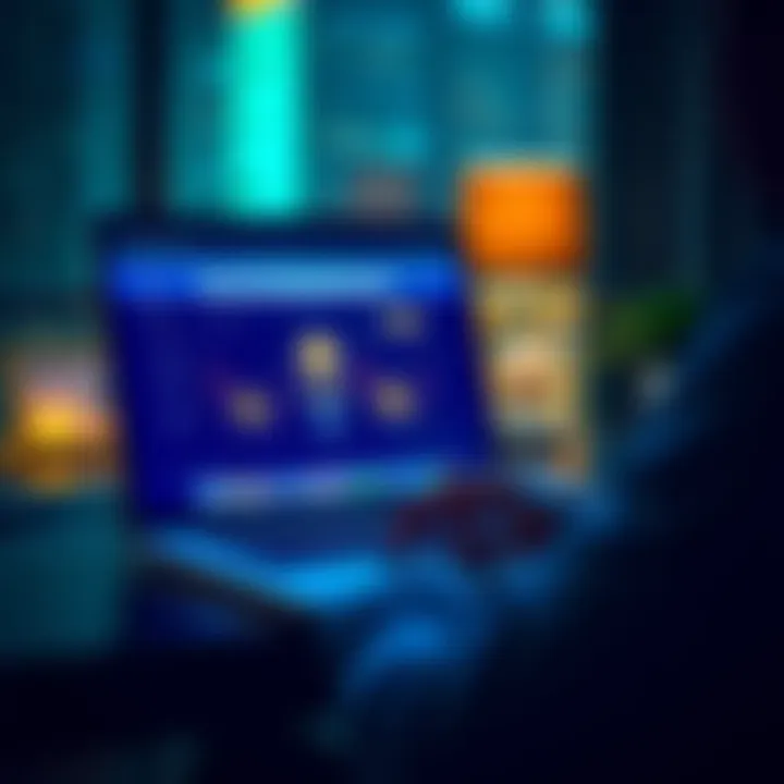 A person using a laptop to make instant withdrawals of cryptocurrency, with a digital wallet interface displayed on the screen.