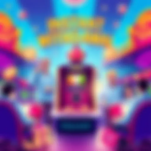 A colorful illustration of a casino with a cash withdrawal machine and happy players, representing instant withdrawals.