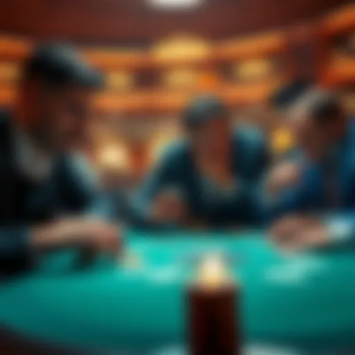A tense moment in a poker game with players reacting to a shocking bad beat, showcasing cards on the table and surprised expressions.