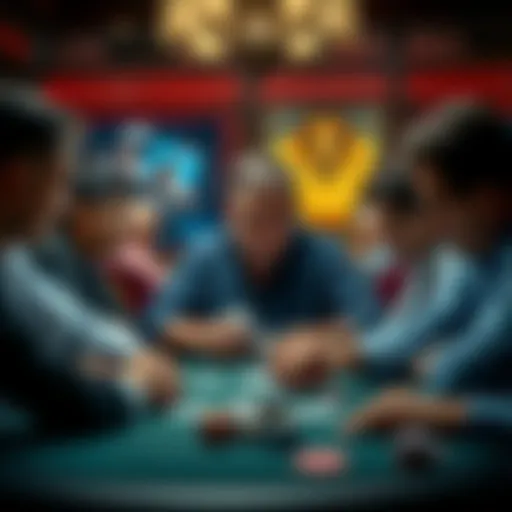 A player making a bold fold at a poker table, with other players looking surprised and frustrated, showcasing the tension in the room.