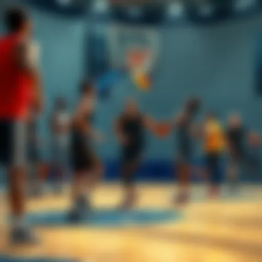 Players from different countries engaging in basketball practice, showcasing the rise of international leagues