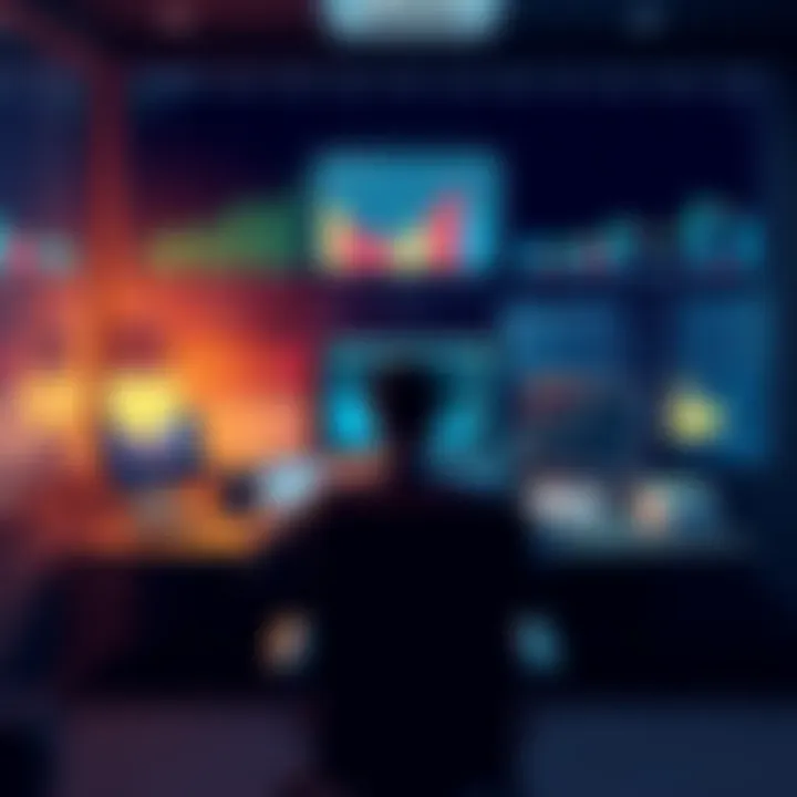 A person sits at a desk studying financial charts and graphs while considering investment options.