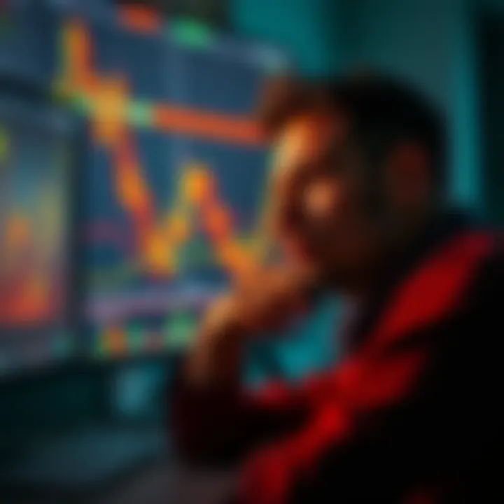 A person looking at rising stock charts on a computer screen, contemplating a missed investment opportunity, with a thoughtful expression.