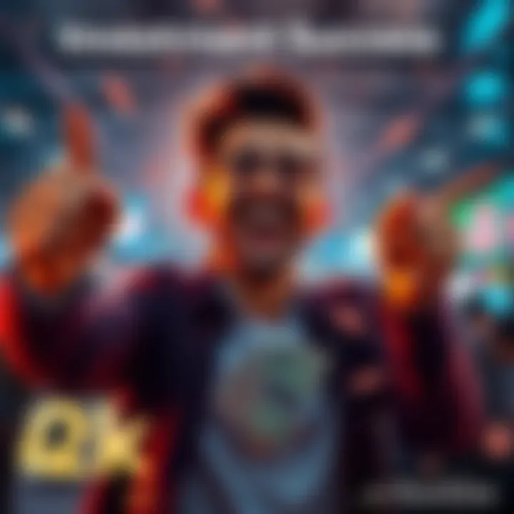 A happy person celebrating financial success with cash in hand, symbolizing quick profit from a new investment strategy