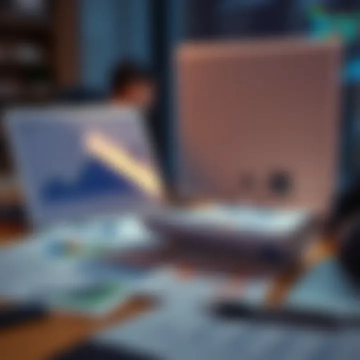 Investment Analysis A person reviewing financial charts and graphs, considering investment options with a laptop and paperwork on the table.