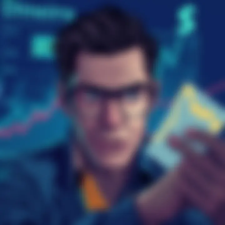 A worried person looking at financial graphs with a frown, symbolizing the fear of making investment decisions.