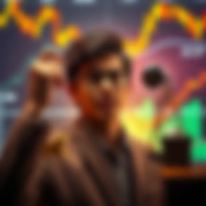 A person weighing options between keeping investments and cashing out, with financial charts in the background.