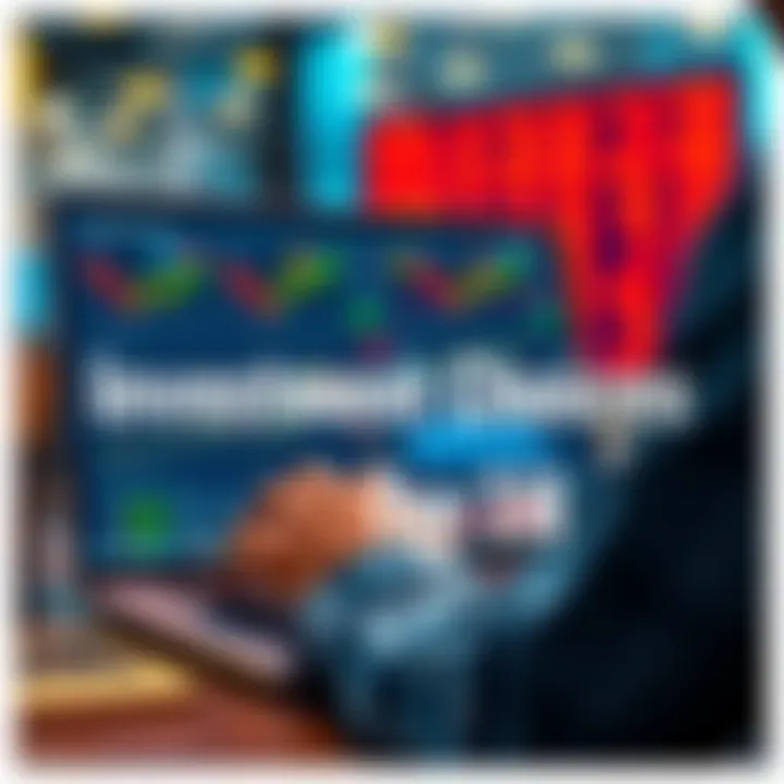 A person analyzing investment options on a laptop with financial charts and graphs on the screen, focusing on selections for the next hours.