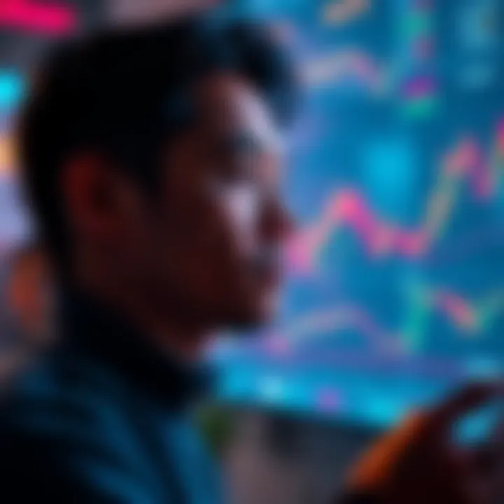 A person looking at stock charts and considering investment options with a thoughtful expression.