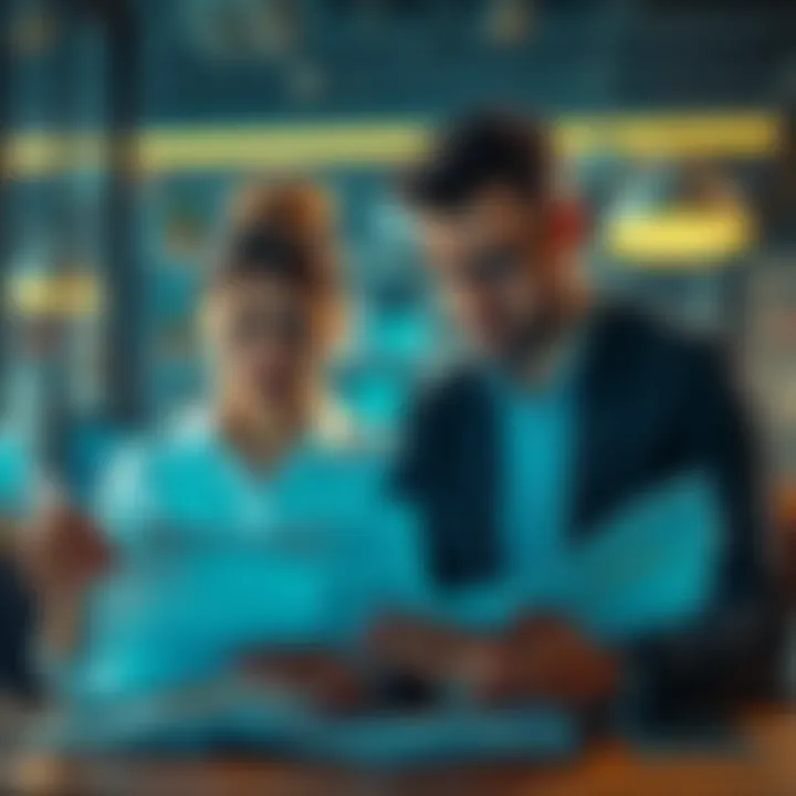 Investment Frustration Two individuals looking disappointed while reviewing investment documents and charts