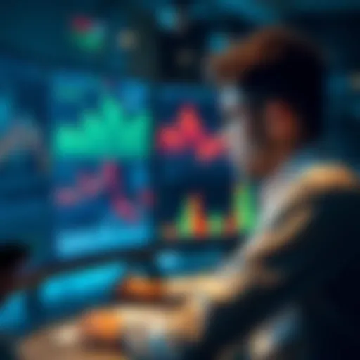 A person analyzing charts and graphs showing investment growth and strategies on a computer screen.