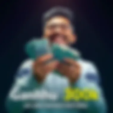 A person counting cash with a huge smile, representing financial success after turning a small investment into a large profit.