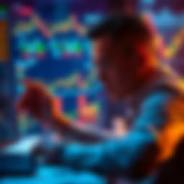 A person analyzing graphs and charts related to market trends, pondering the right moment to invest.