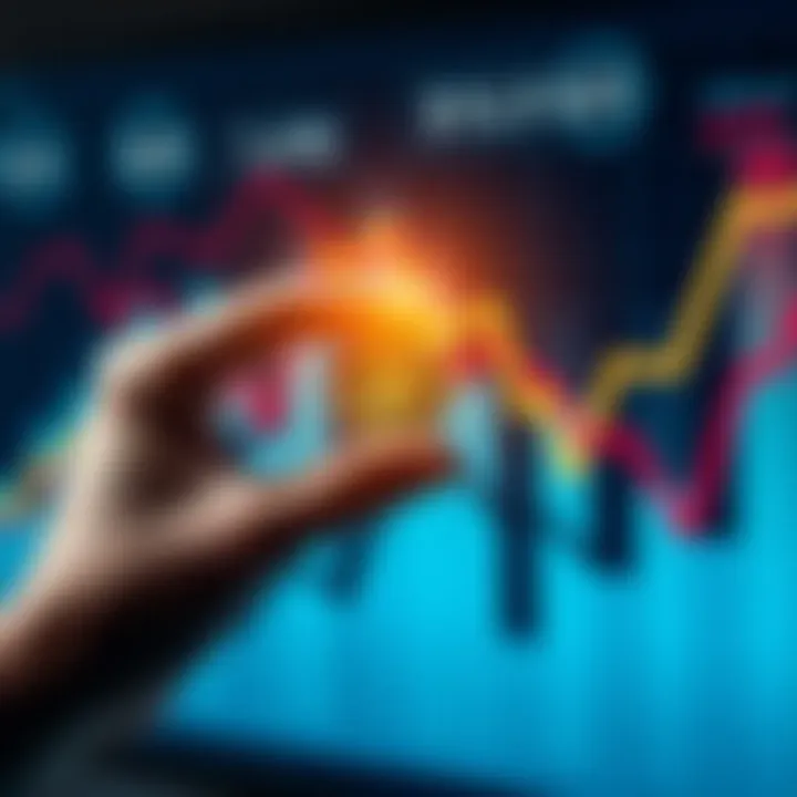 A person holding a small coin with a graph showing rising profits in the background