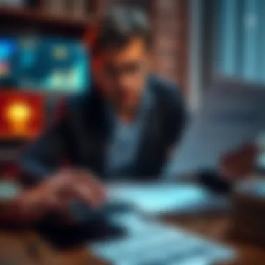 A person looking at financial documents with a calculator and money on the table, contemplating investment options.