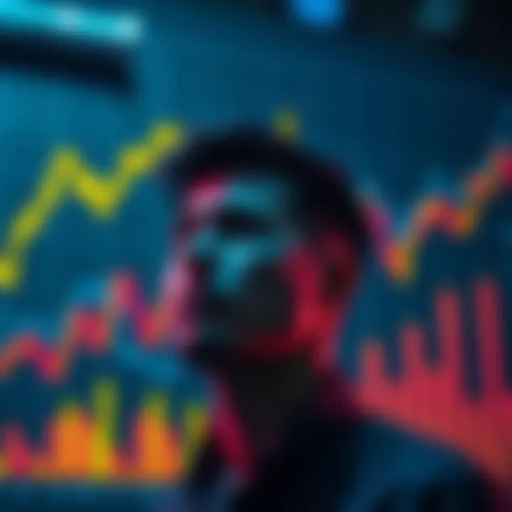 Investment funds withdrawal decision A person contemplating whether to withdraw investment funds, with a chart showing market trends in the background