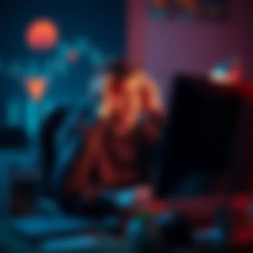A frustrated person sitting at a desk with a computer, showing disappointment over cryptocurrency losses