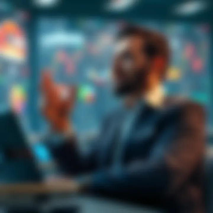 A thoughtful investor looking at financial charts and forums for advice on a new investment
