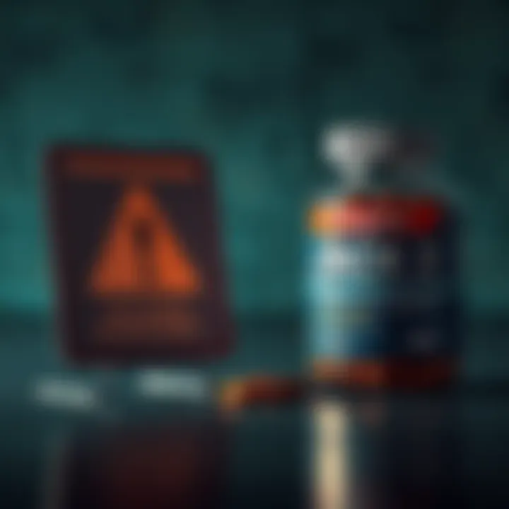 A warning sign next to a container of Jack 3 supplement, highlighting health risks of improper use