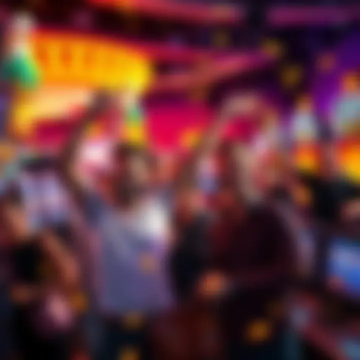 A group of people celebrating a jackpot win on slot machines with small bets