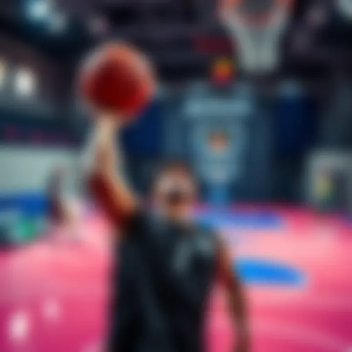 Basketball player Jackson warming up on the court before a game