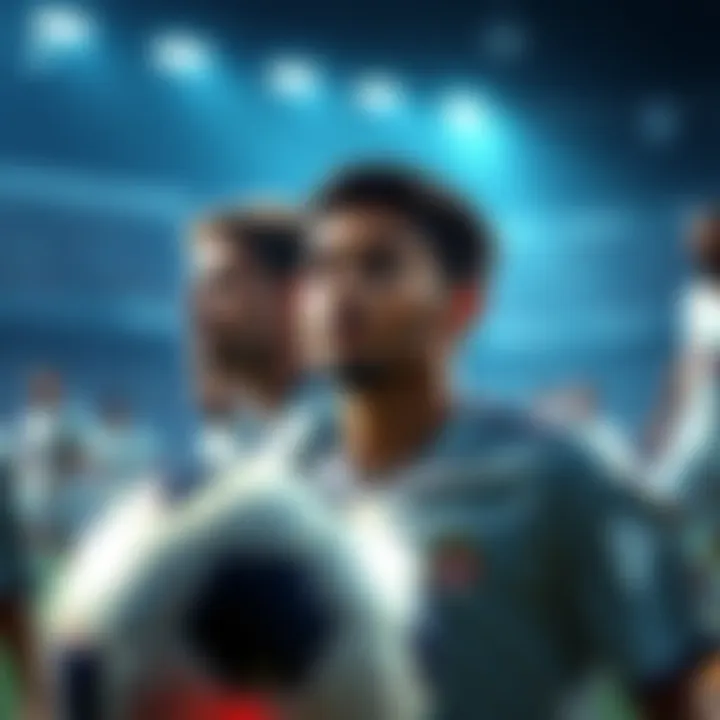 Jamal looking focused while playing soccer, surrounded by teammates and opponents