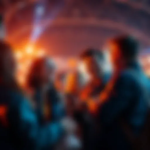 A group of people discussing their betting predictions for January, smiling and engaged in conversation.