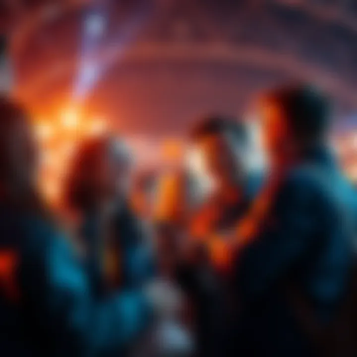 A group of people discussing their betting predictions for January, smiling and engaged in conversation.