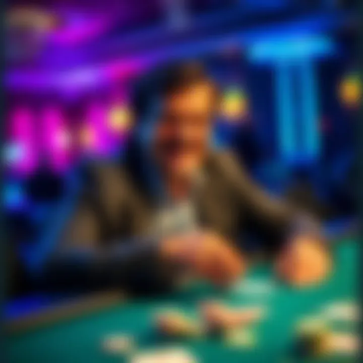 John Cerasani smiling confidently at a casino table with playing cards and chips