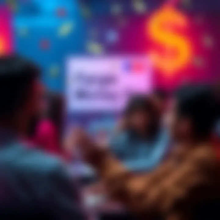 A person commenting on a forum with money symbols around them