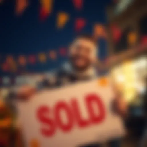 Josh Jacobs smiles while holding a sold sign during Thanksgiving celebration