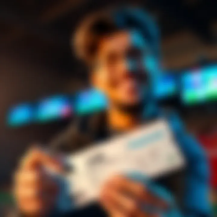 A person smiling while holding a winning betting slip with a small amount bet