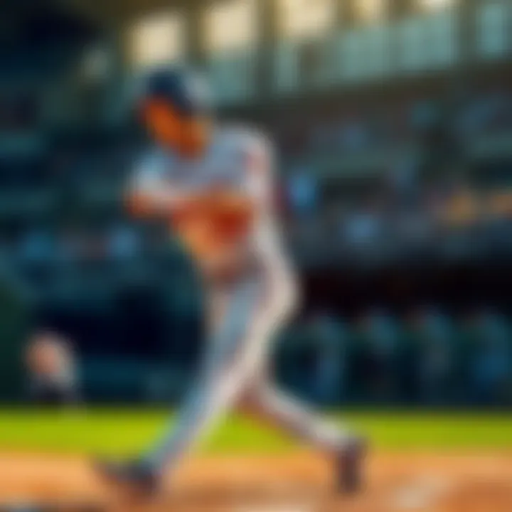 Jung Hoo Lee hitting a baseball during a game, showcasing his impressive performance with a focus on his swing and intensity.