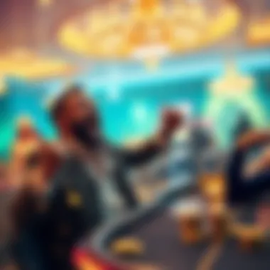 Jungleman celebrating after winning €5 million in an online poker game against a casino owner, with excitement in a virtual casino setting.
