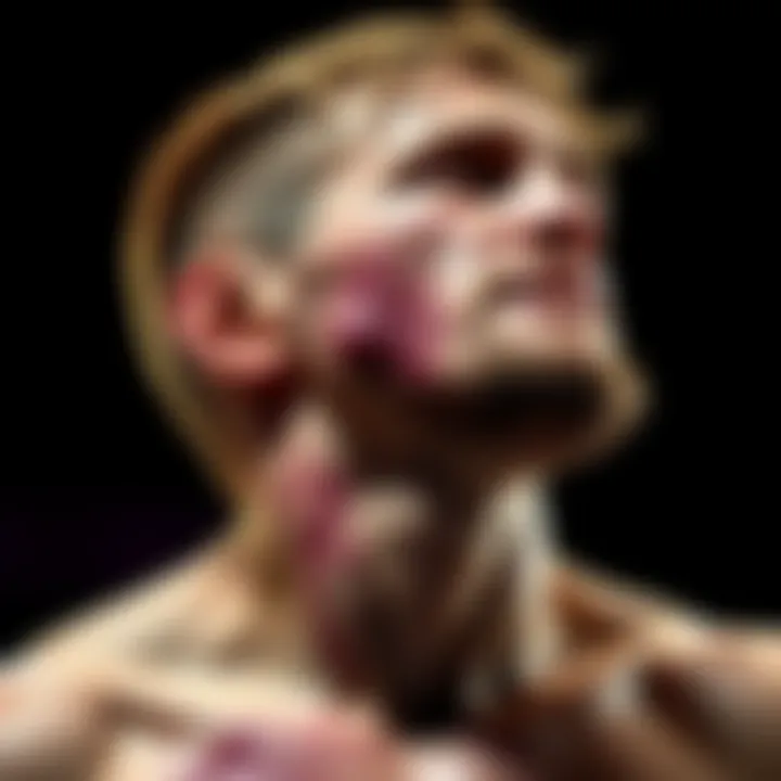 MMA fighter Justin Gaethje showing a serious staph infection on his neck, indicating health concerns.