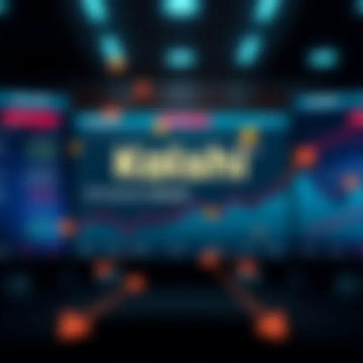 A graphic showing a digital screen displaying market trends and predictions related to Kalshi, with arrows indicating growth and interest in investments.