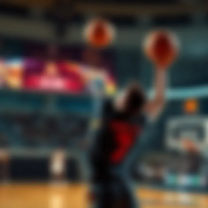 Kat Mangler shoots a basketball in a dramatic moment during a game