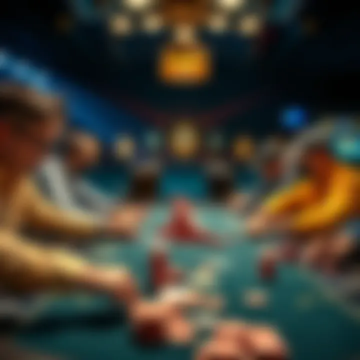Kazakhstan MTT poker players in action at a tournament table with cards and chips