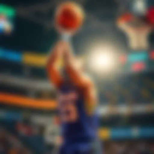 Kennard in action shooting a basketball during a game, showcasing his skills and focus